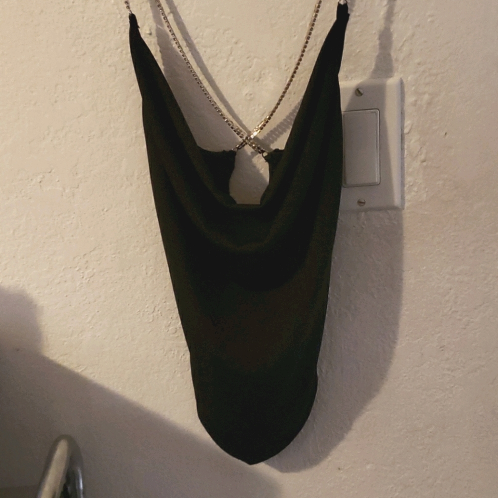 Rhinestones Spaghetti strap black blouse